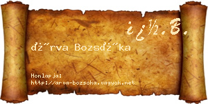 Árva Bozsóka névjegykártya